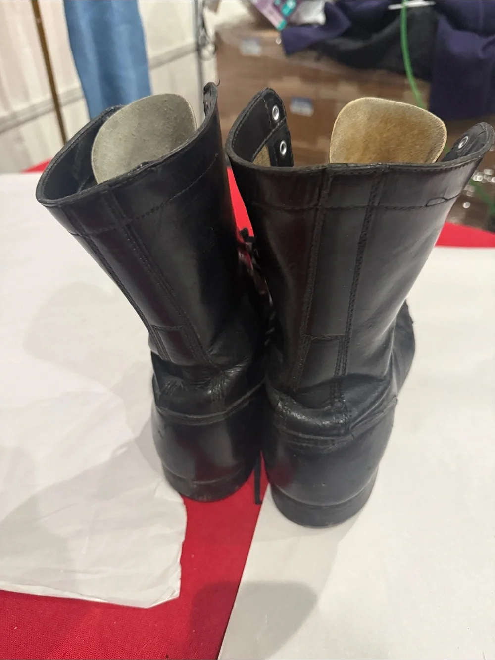 Men's Black Leather Lace-Up Military Style Boots
